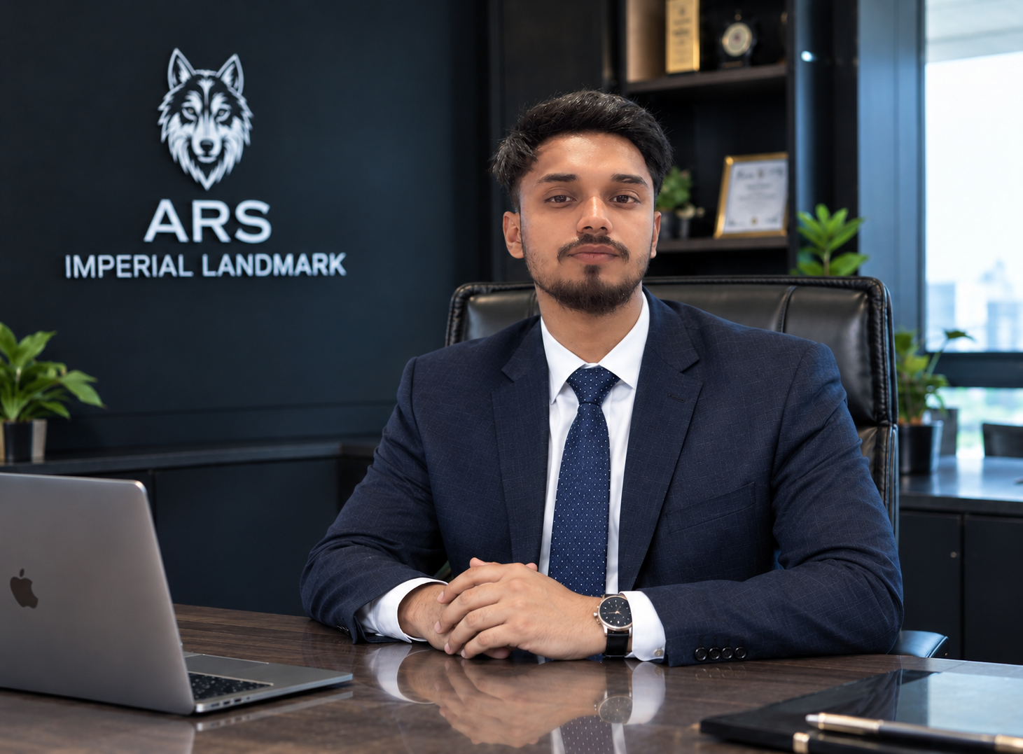 Sahil Samrat Singh, Chairman and Managing Director of ARS Imperial Landmark, seated at his office desk