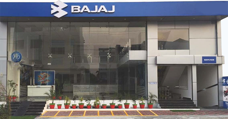 Exterior of Bajaj authorized two-wheeler dealership