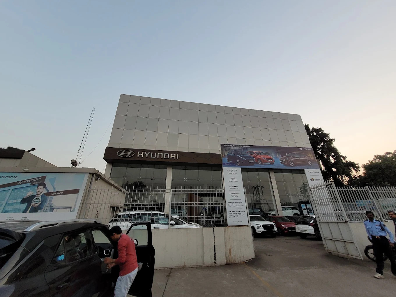 Outdoor view of authorized Hyundai showroom with brand signage