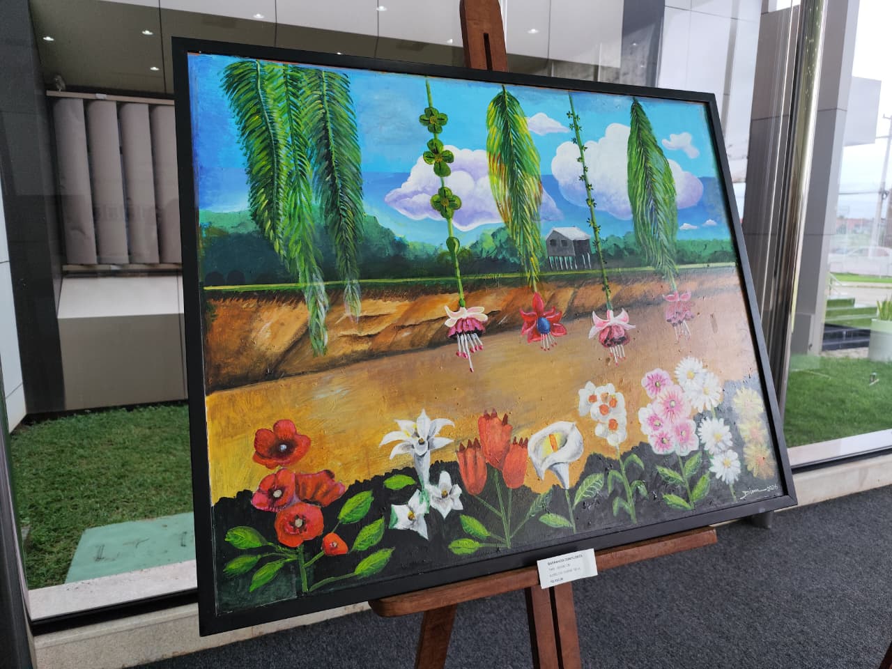 Quadro 'Barranco com Flores' por Dim - Foto: Mirlany Silva/A Tribuna