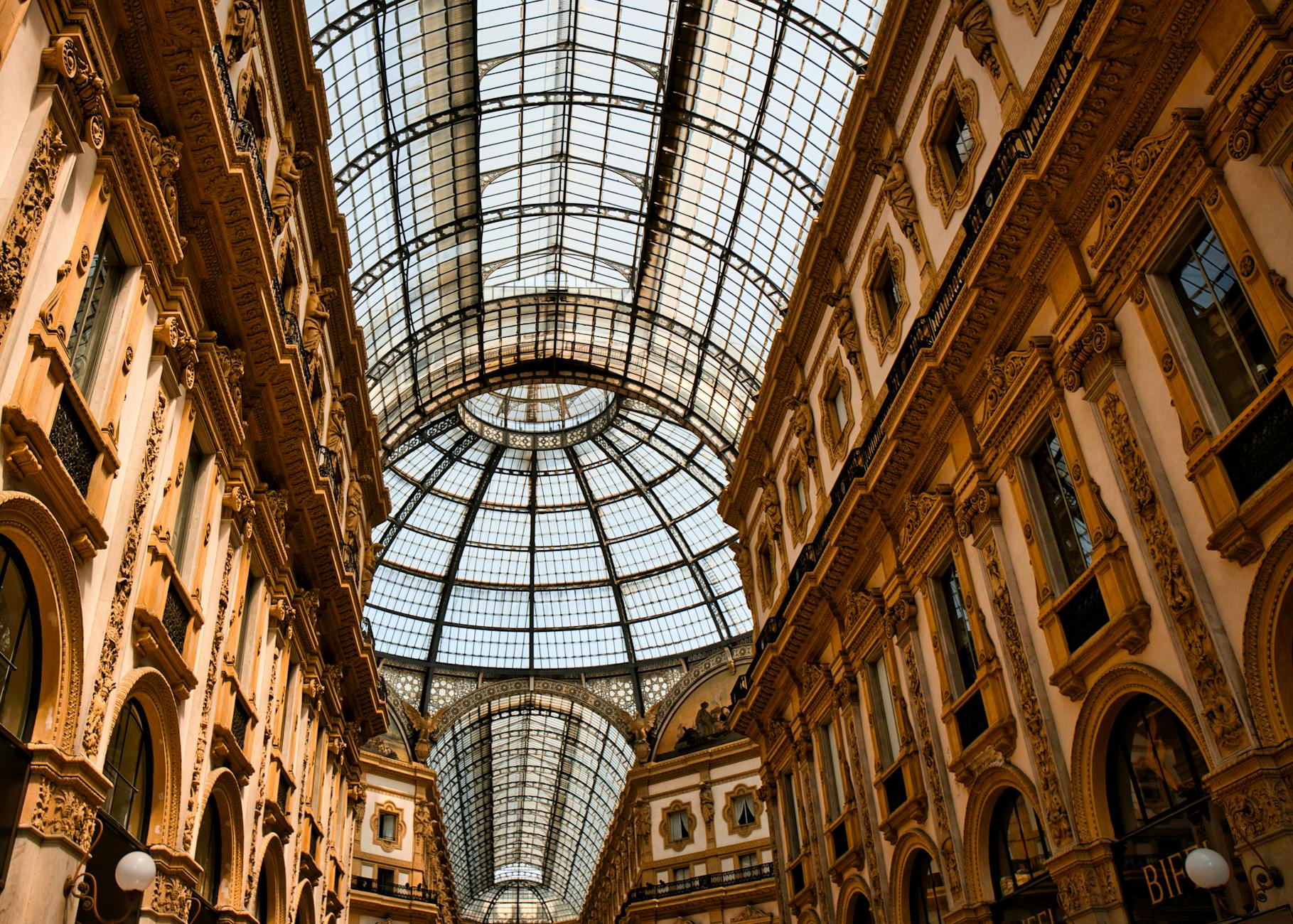 Stunning view of the Galleria Vittorio Emanuele II in Milan, Italy, showcasing its exquisite architecture.