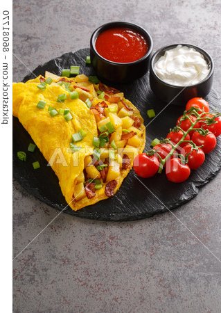 German breakfast Bauernomlett Farmers Omelet... - Stock Photo ...