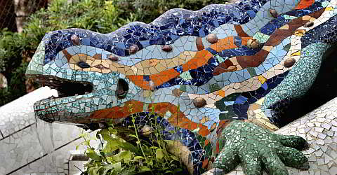 The Parc Güell in Barcelona, designed by Gaudí