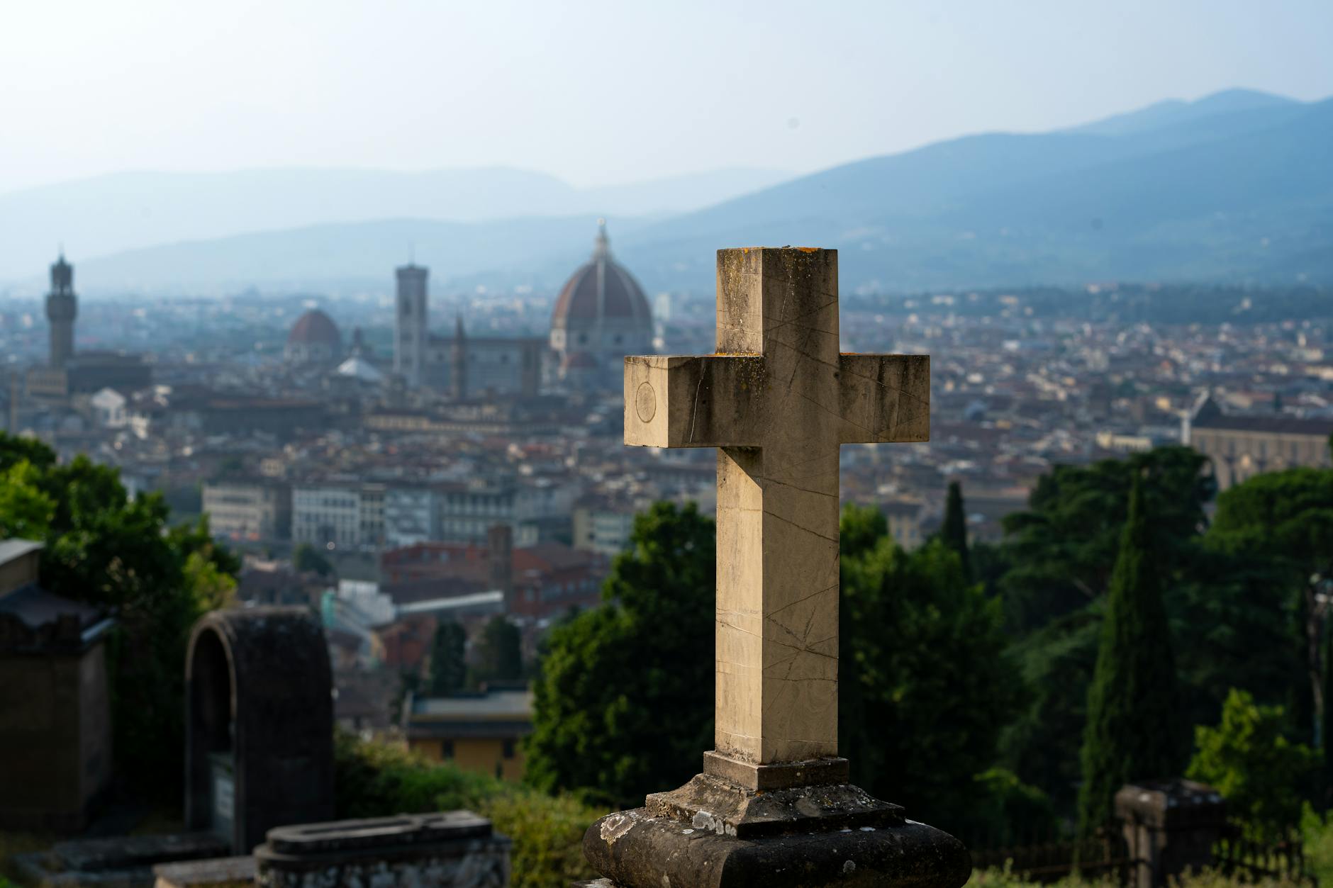 Stunning view of Florence's skyline with Duomo from cemetery hill.