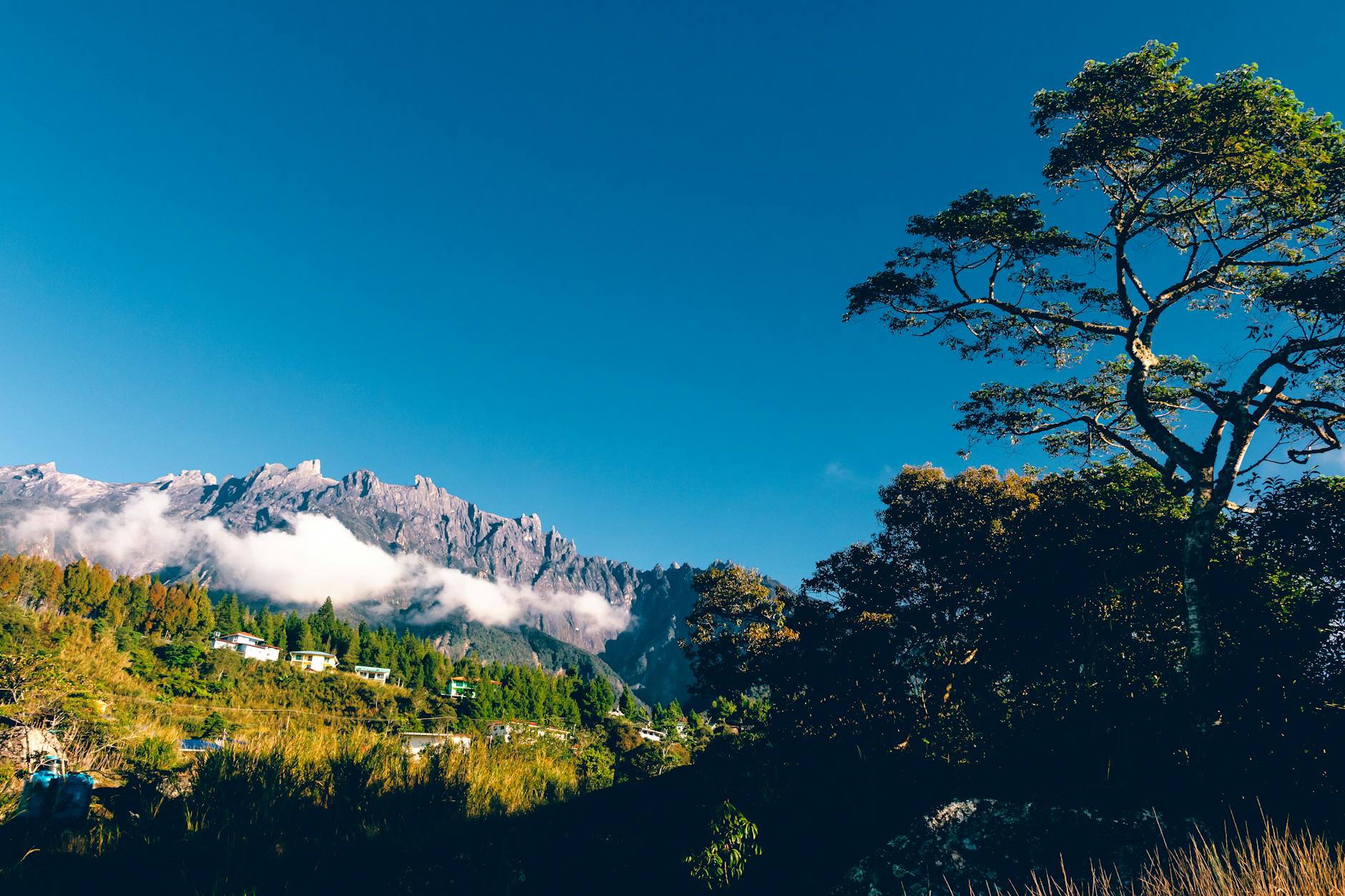 웅장한 산, 푸른 자연, 푸른 하늘