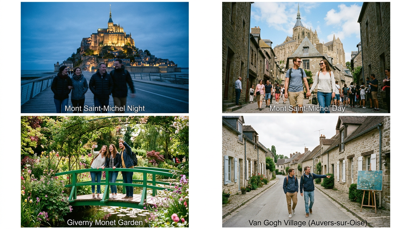 몽생미셸 주/야경+지베르니+고흐마을 [숙소무료샌딩] 투어 체험 추천