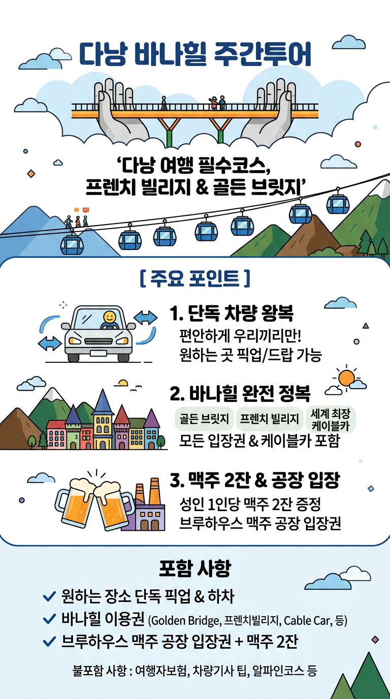 다낭 바나힐 주간투어(단독왕복차량·입장권·맥주2잔) 투어 핵심 포인트