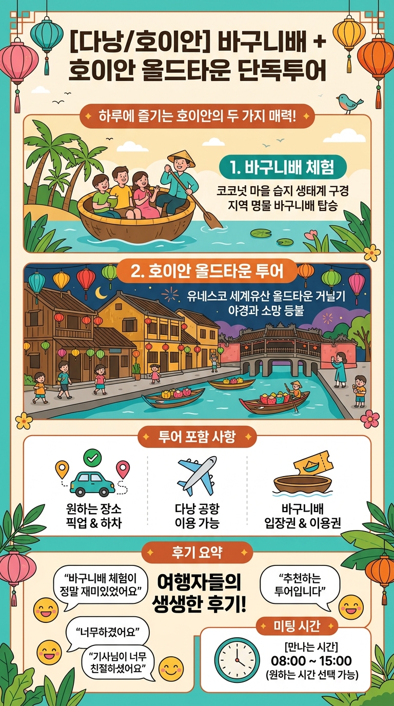 [다낭/호이안] 바구니배+호이안 올드타운 투어 핵심 포인트