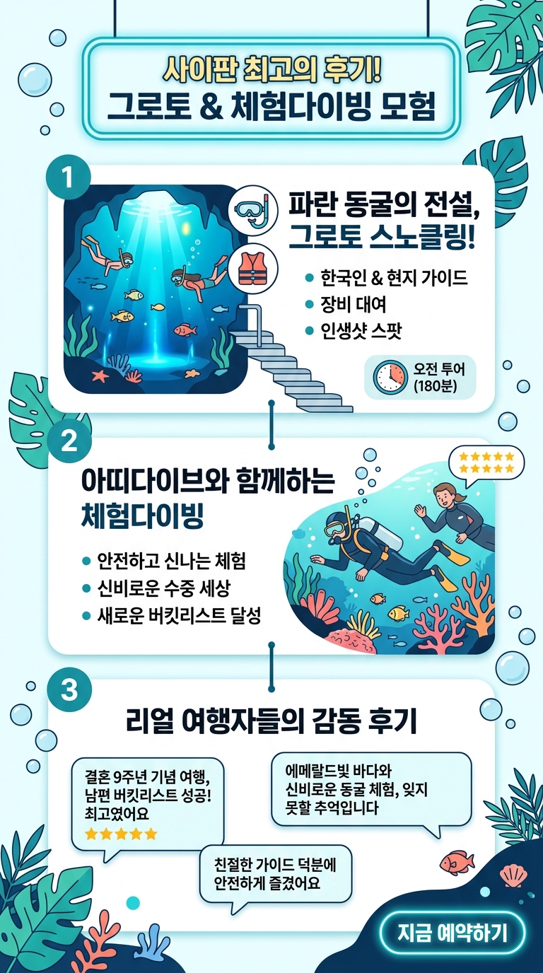 [좋은후기가장많은] 그로토 스노클링(사이판어드벤처) 투어 핵심 포인트