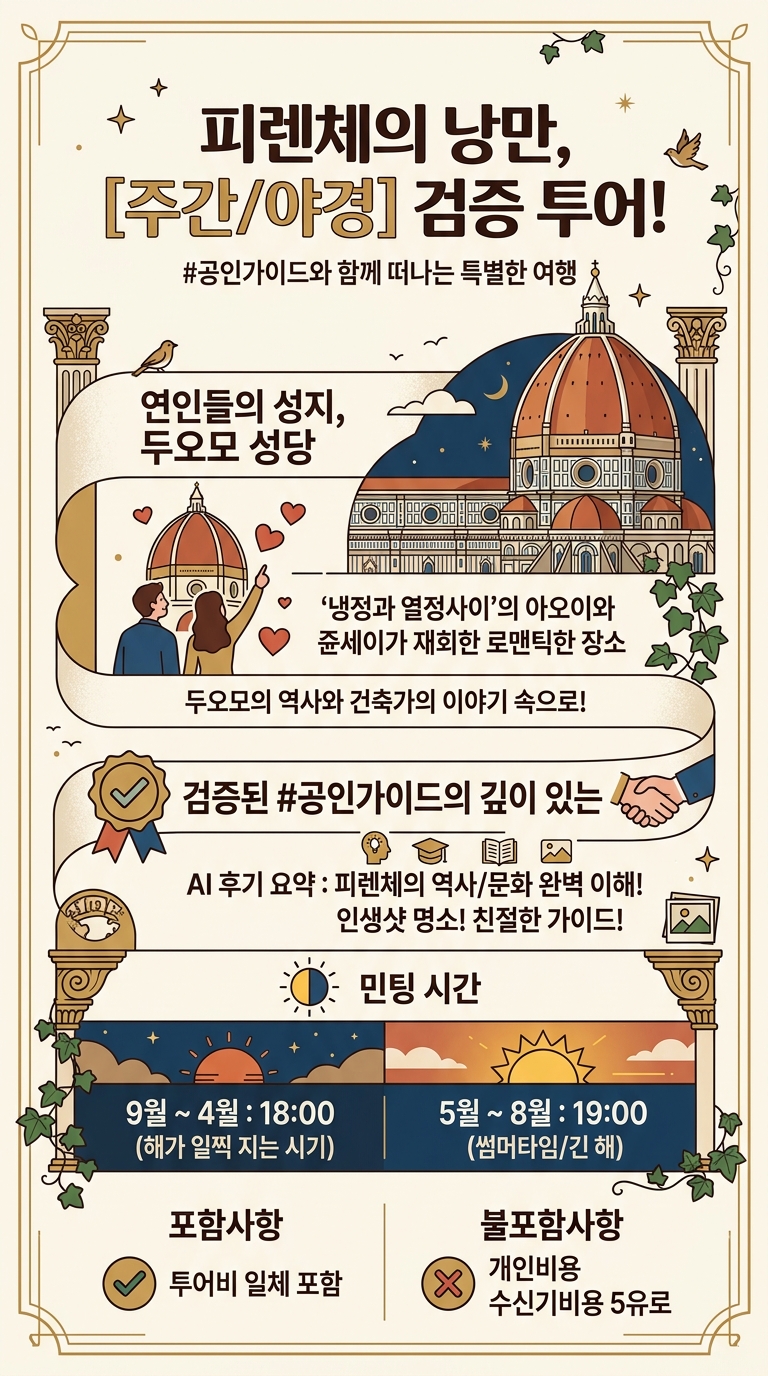 피렌체 최고인기 [주간/야경] 투어 핵심 포인트