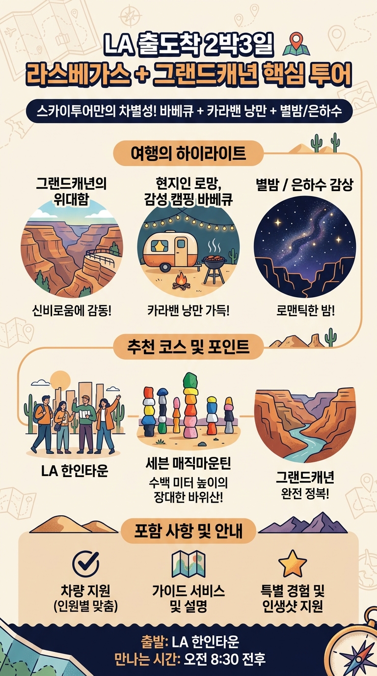 LA출도착 2박3일 *라스베가스+그랜드캐년포함 투어 핵심 포인트