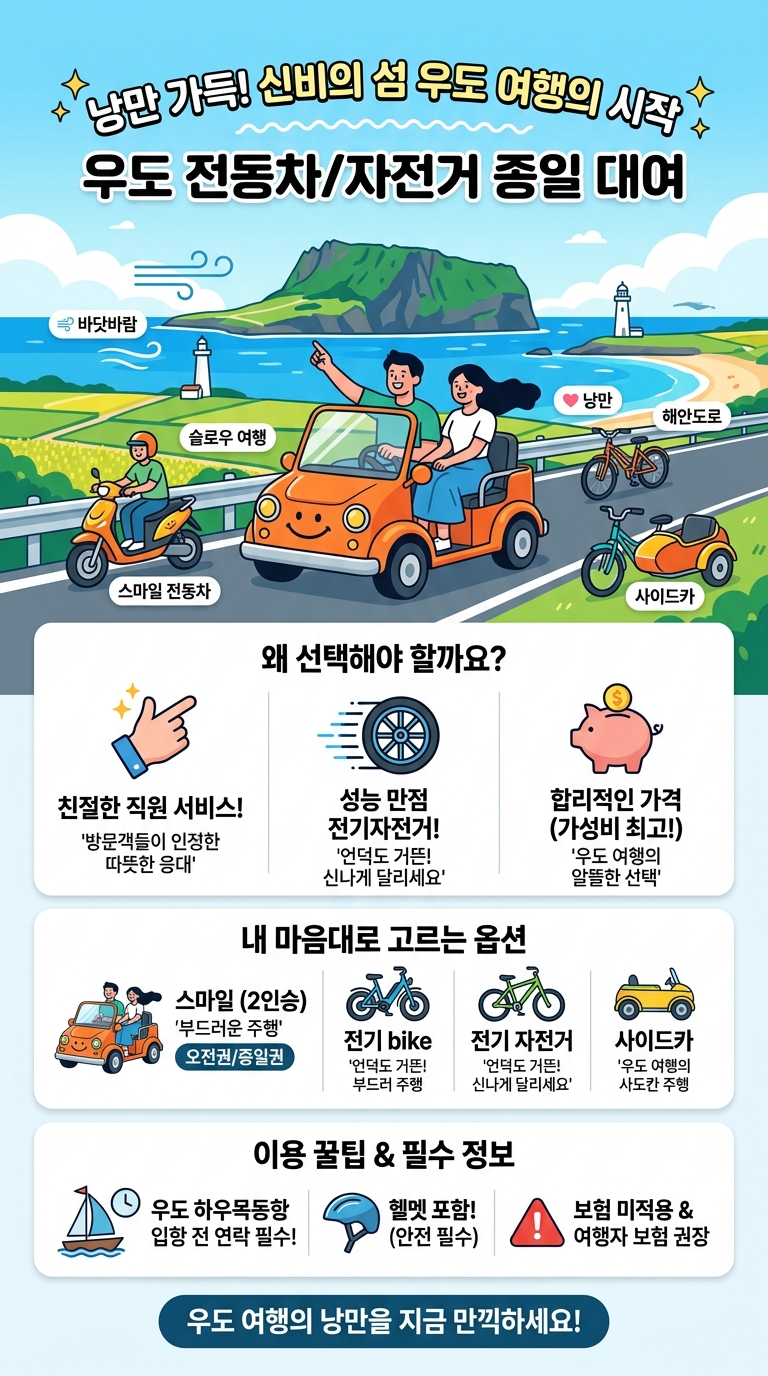 우도전기차, 전동차, 전기 투어 핵심 포인트