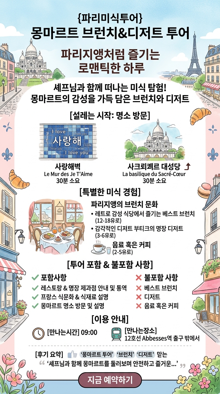 {파리미식투어} 몽마르트 브런치&디저트 투어 핵심 포인트