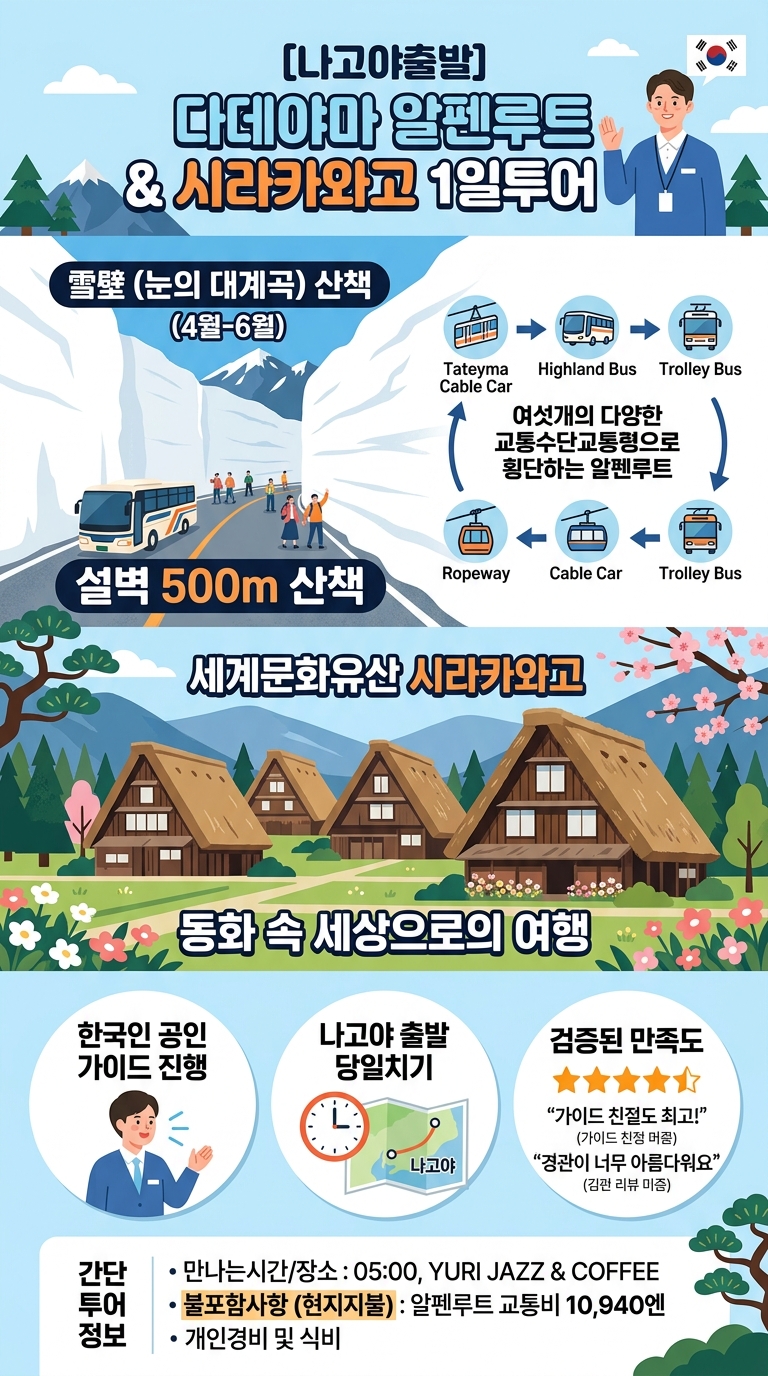 (나고야출발/한국인공인가이드진행) 다데야마 알펜루트 투어 핵심 포인트