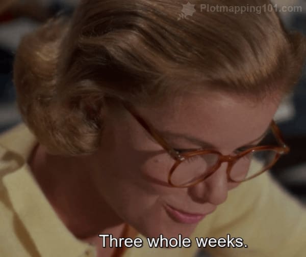 "Three whole weeks," Midge replies, not looking up.