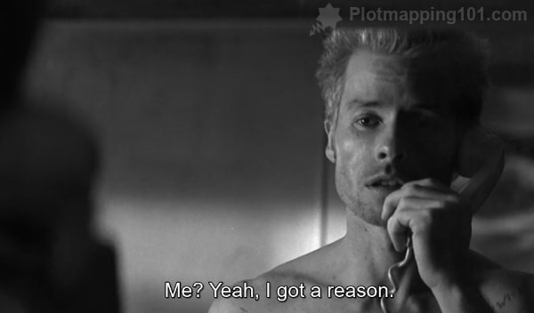 "Me?  Yeah, I got a reason," Leonard tells the unknown person on the phone.