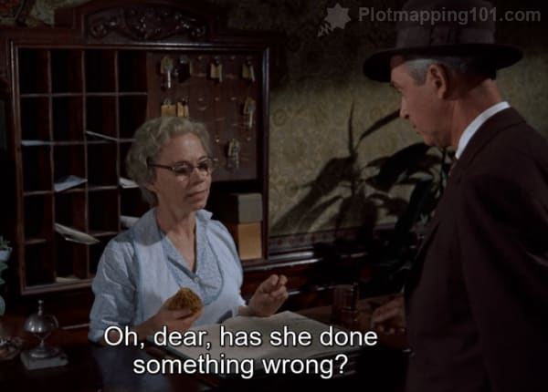 "Oh, dear, has she done something wrong?" the lady at the front desk asks.