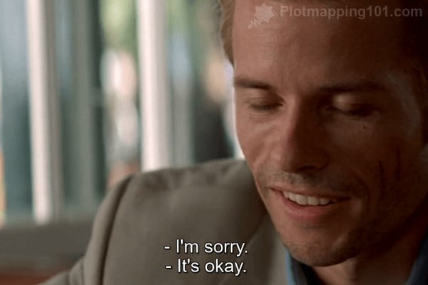 "I'm sorry," he says.  "It's okay," Natalie replies.