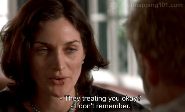 "They treating you okay?"  "I don't remember," he says.