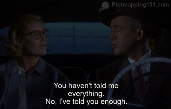 "You haven't told me everything," Midge protests.  "No, I've told you enough." Scottie replies.