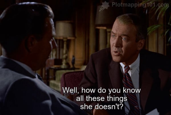 "Well, how do you know all those things she doesn't?" Scottie asks.