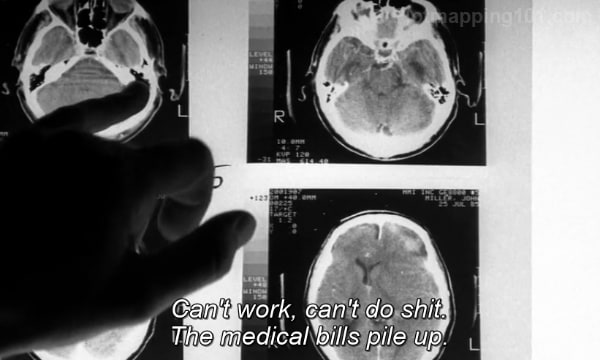 "Can't work, can't do shit.  The medical bills pile up," Leonard continues.