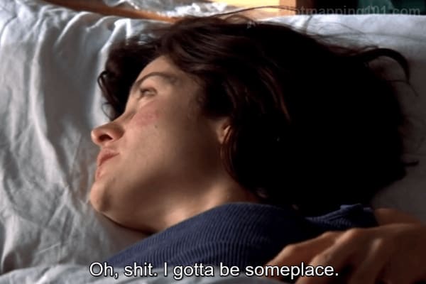 "Oh, shit.  I gotta be someplace," Natalie mutters, looking up at a clock.