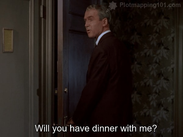 "Will you have dinner with me?" Scottie asks.