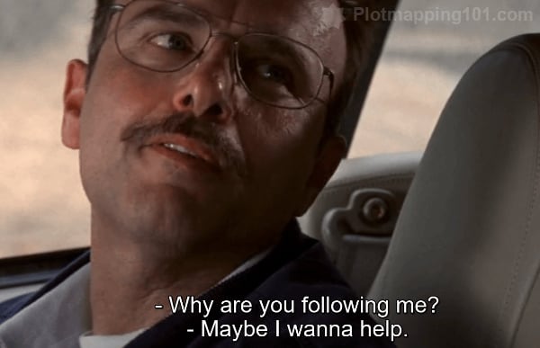 "Why are you following me?" Leonard asks.  "Maybe I wanna help," Teddy answers.