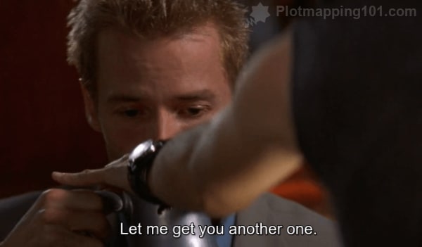 "Let me get you another one," Natalie says, her palm flat over the top of Leonard's glass.