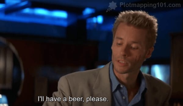 "I'll have a beer, please," Leonard tells Natalie.