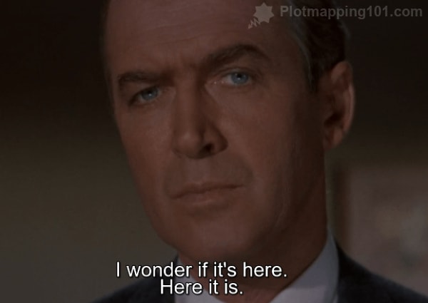 "I wonder if it's here.  Here it is," Judy says, while the camera lingers on Scottie's face.