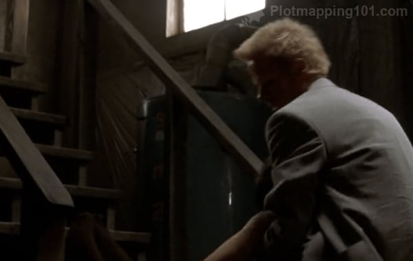 Jimmy's feet dragging down the stairs.