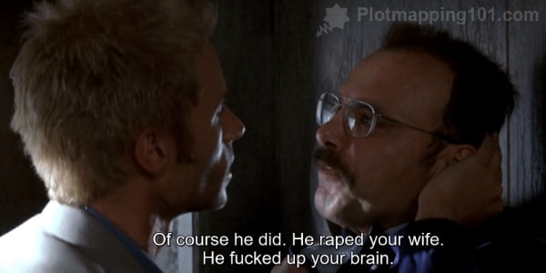 "Of course he did.  He raped your wife.  He fucked up your brain." Teddy tells him.