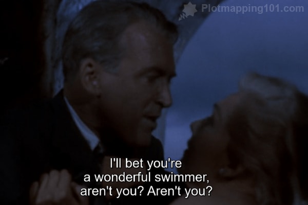 "I'll bet you're a wonderful swimmer, aren't you?  Aren't you?" Scottie says.