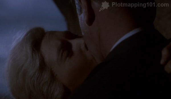 Scottie kisses Judy passionately, one last time.