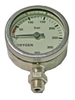 Manometer 52mm Oksygen, 360 bar