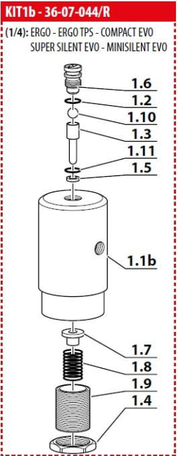 Coltri trykk og vedl. holdsventil 1/4