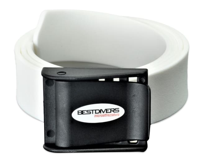 Blybelte HVIT gummi med plastspenne