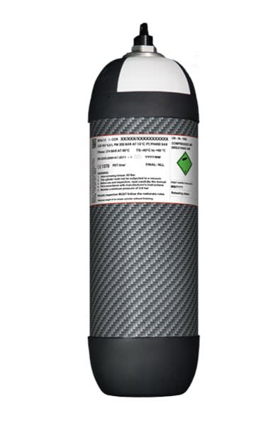 Flaske, kompositt 6,8 L 300 bar NLL med PET liner
