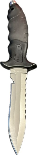 Kniv, Titan Spiss Svart m/stropper