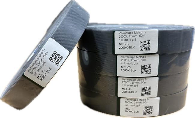 Varmetape Melco T-2000X, 25mm, 50m rull, mørk grå