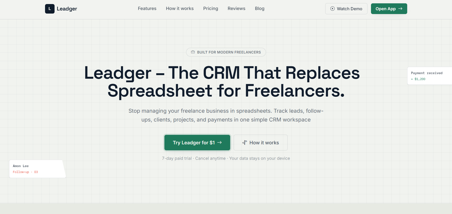 Leadger CRM screenshot