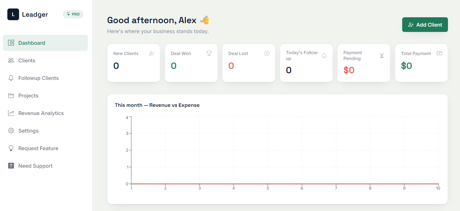 Leadger CRM screenshot