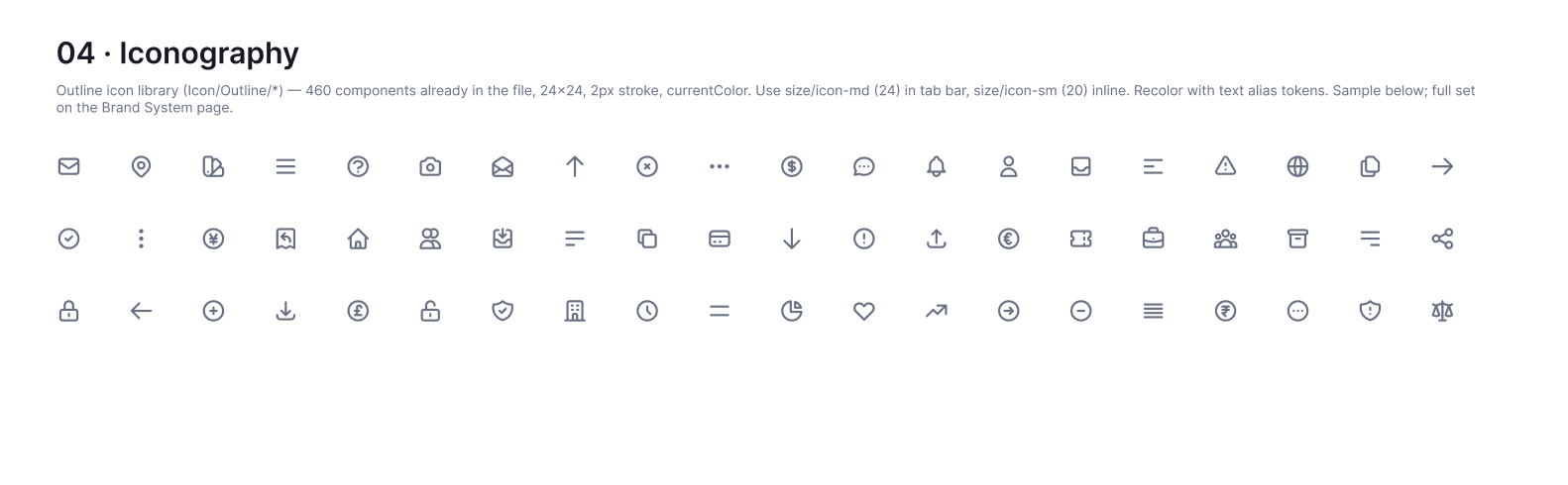 Icon library, outline set