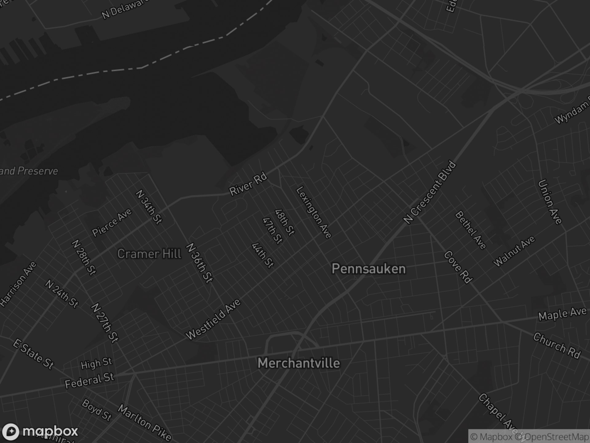 Map outline of Pennsauken Township, NJ 08110, home base of AZ Home Remodeling