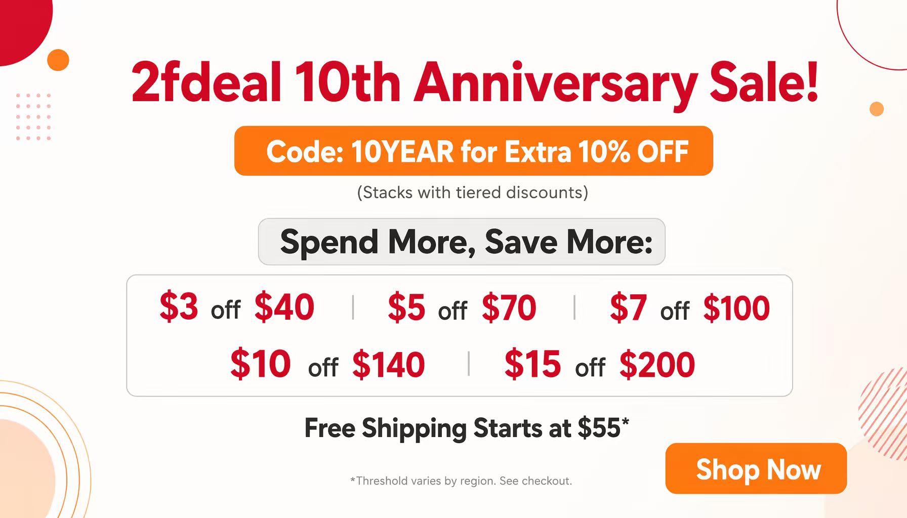 2fdeal 10th Anniversary Sale