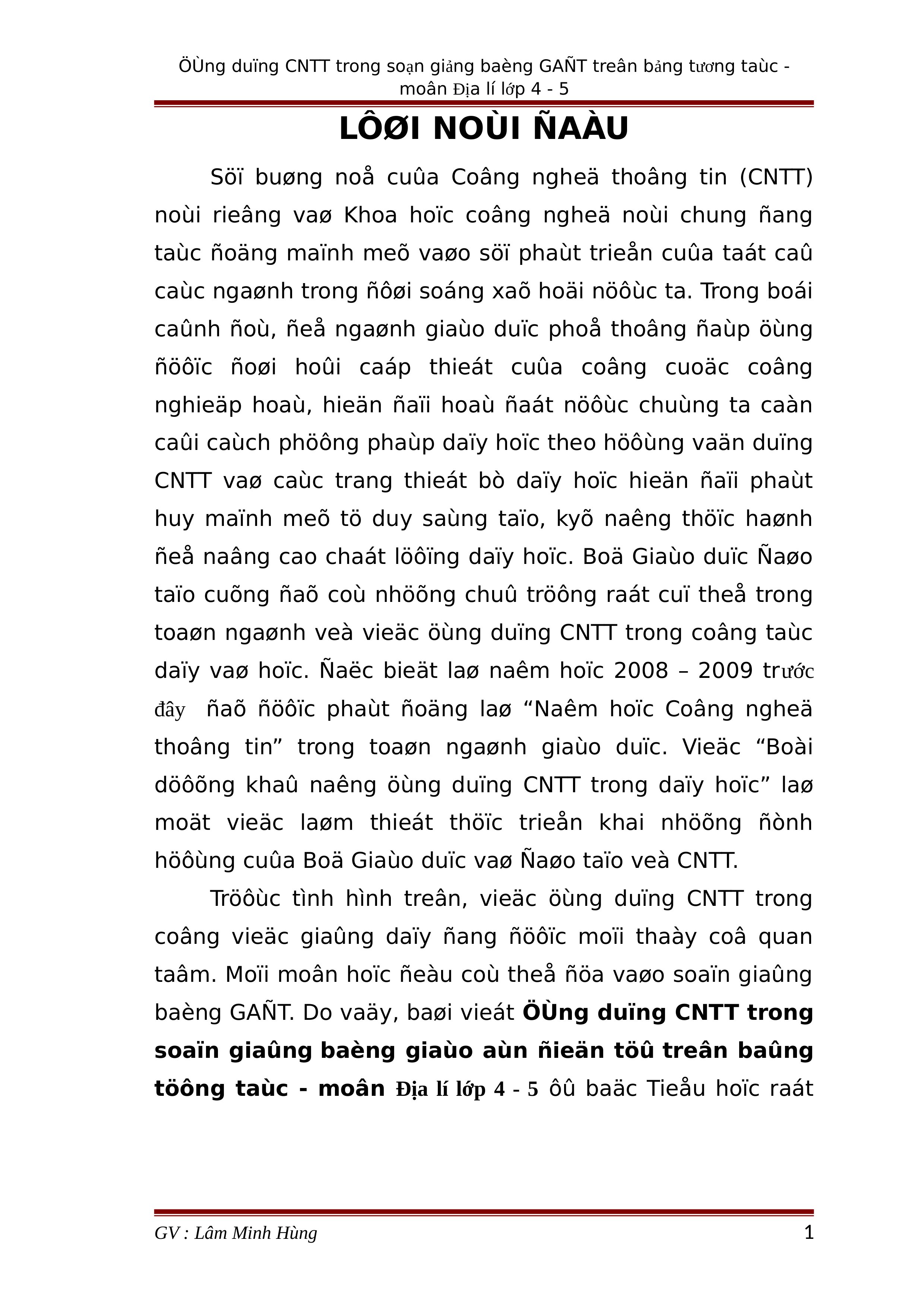 Ung dung CNTT trong giang day   kinh nghiem soan giang bang GADT tren bang tuong tac   mon dia li