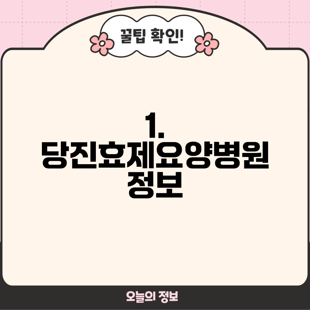 1. 당진효제요양병원 정보
