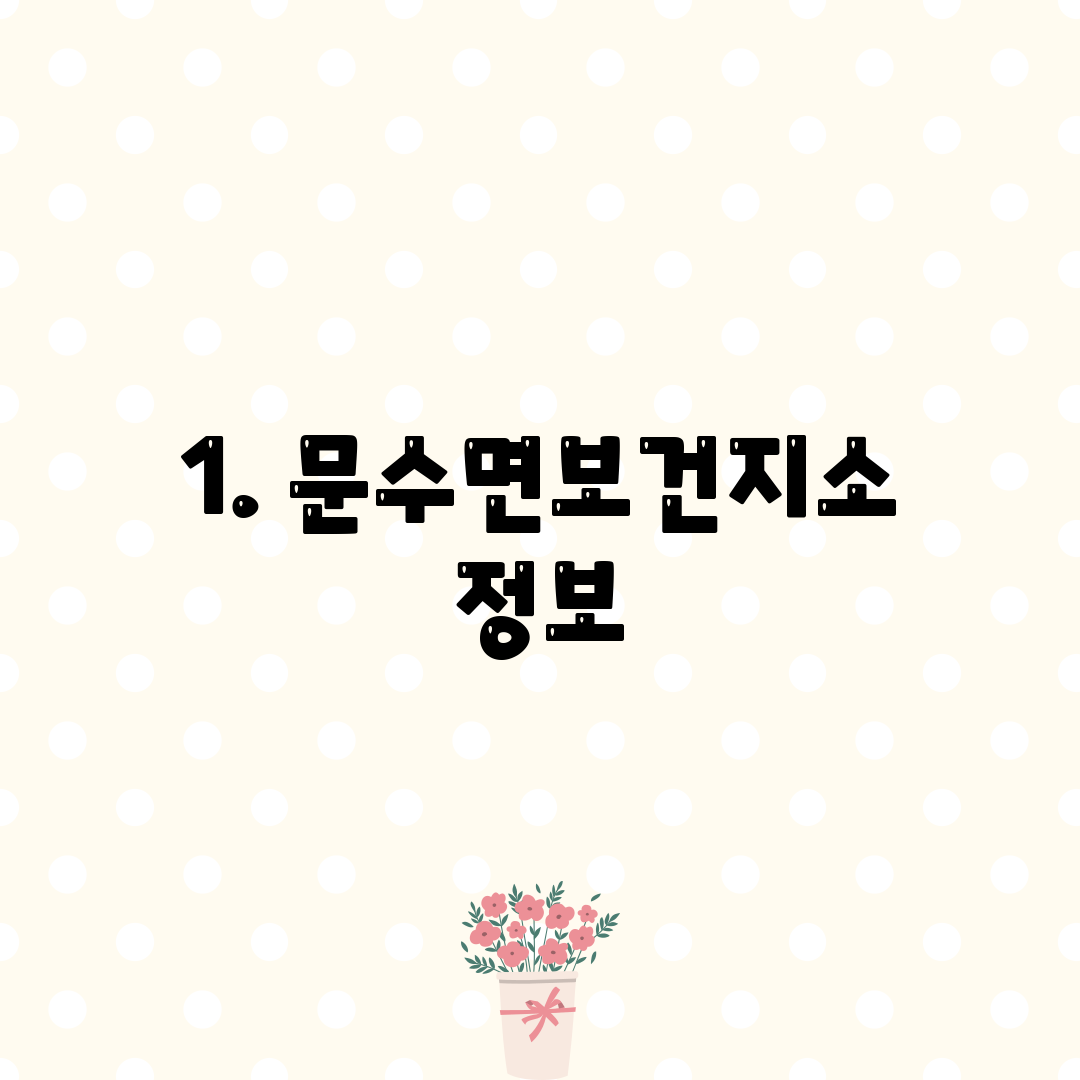 1. 문수면보건지소 정보